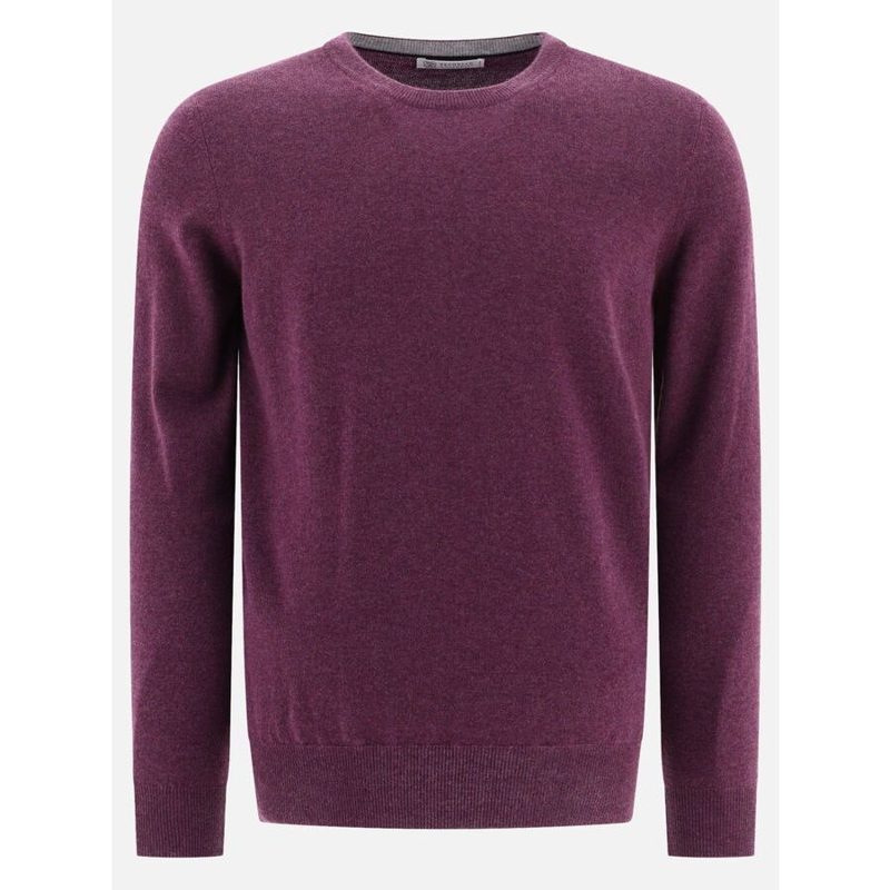 Brunello Cucinelli Plum Cashmere Crewneck Sweater_Purple