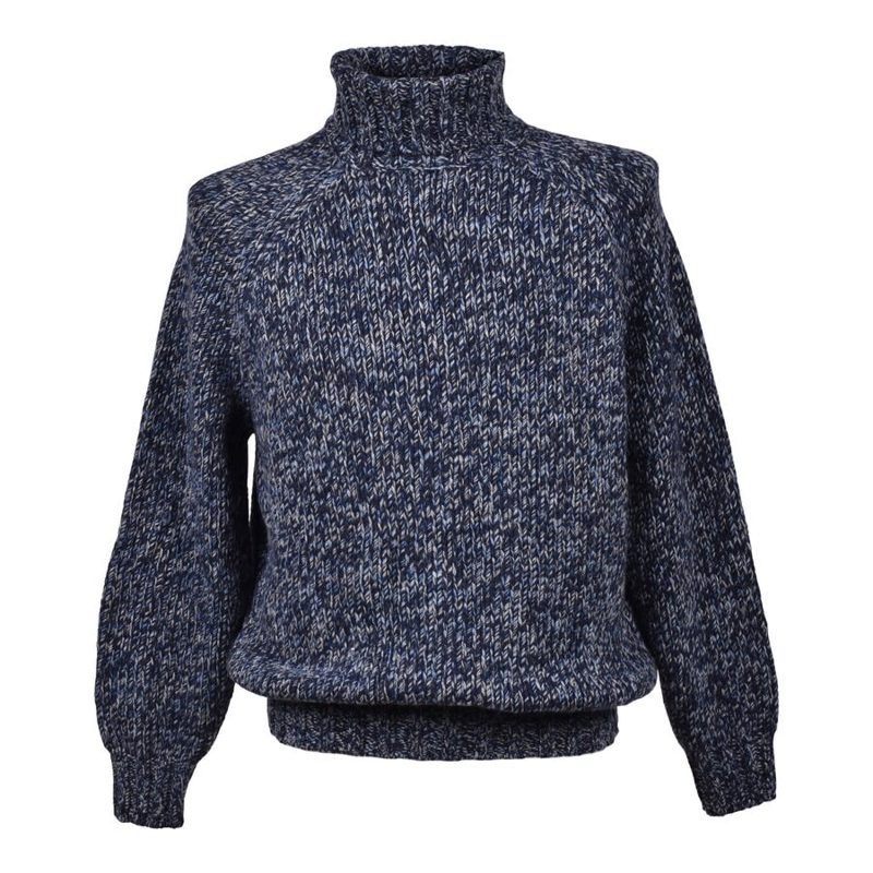 Brunello Cucinelli Blue Cashmere Blend Turtleneck Sweater_Blue