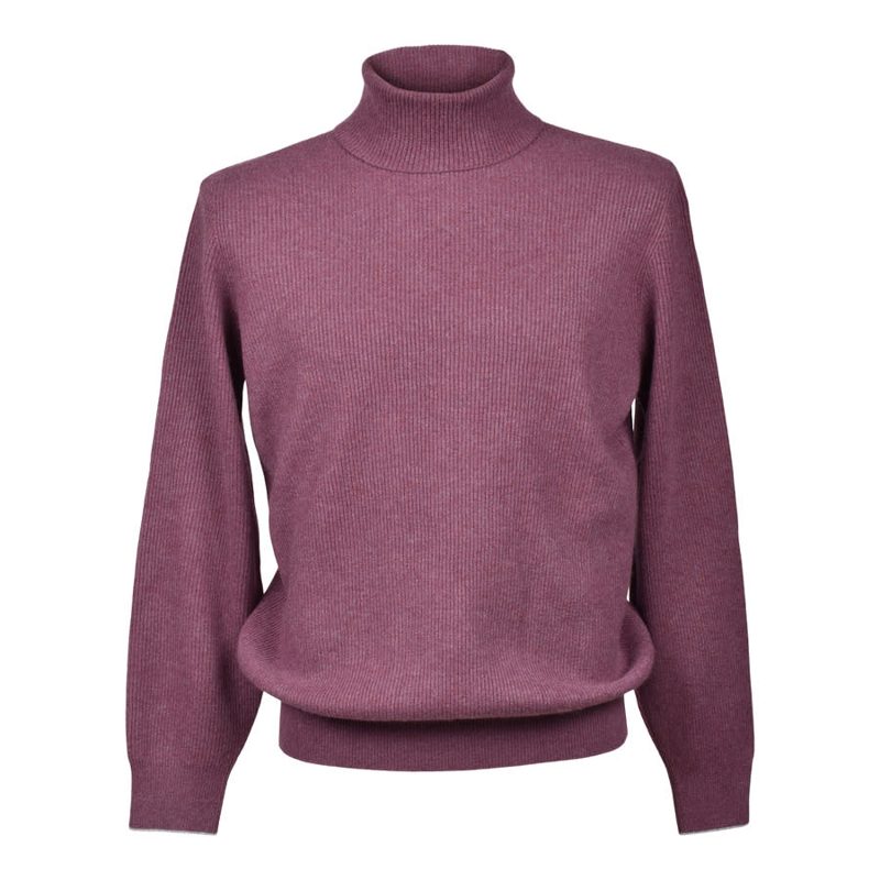 Brunello Cucinelli Aubergine Cashmere Turtleneck Sweater_Purple