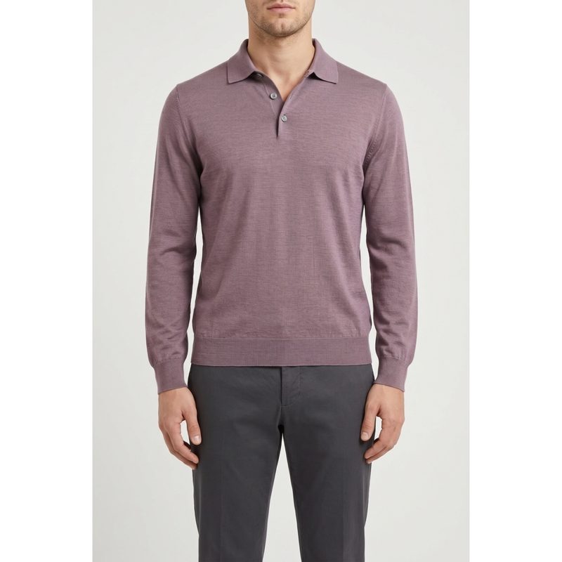 Brunello Cucinelli Mauve Wool Silk Knit Sweater_Purple