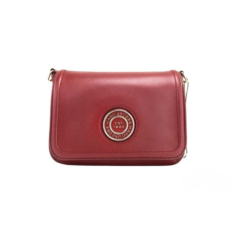 Metal Signet Smooth Leather Crossbody Bag ? Red