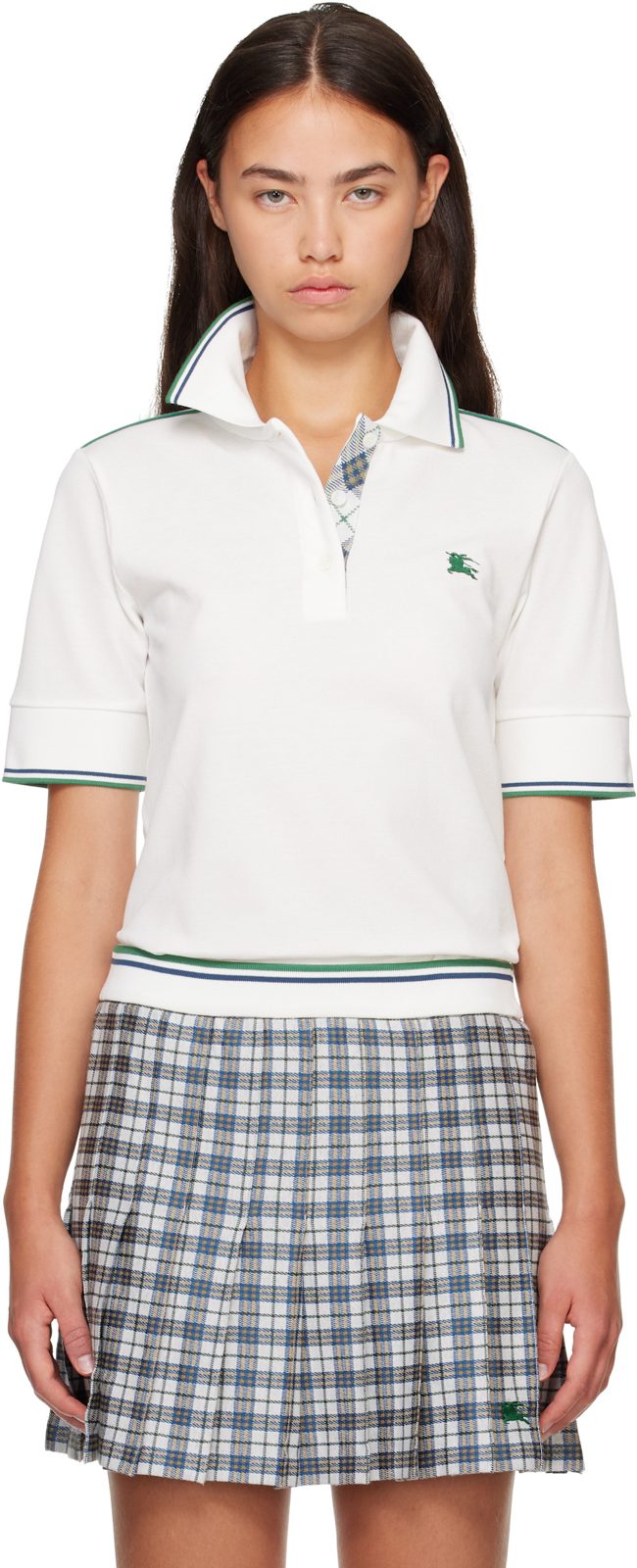 White Cropped Cotton Tennis Polo 262376F108001