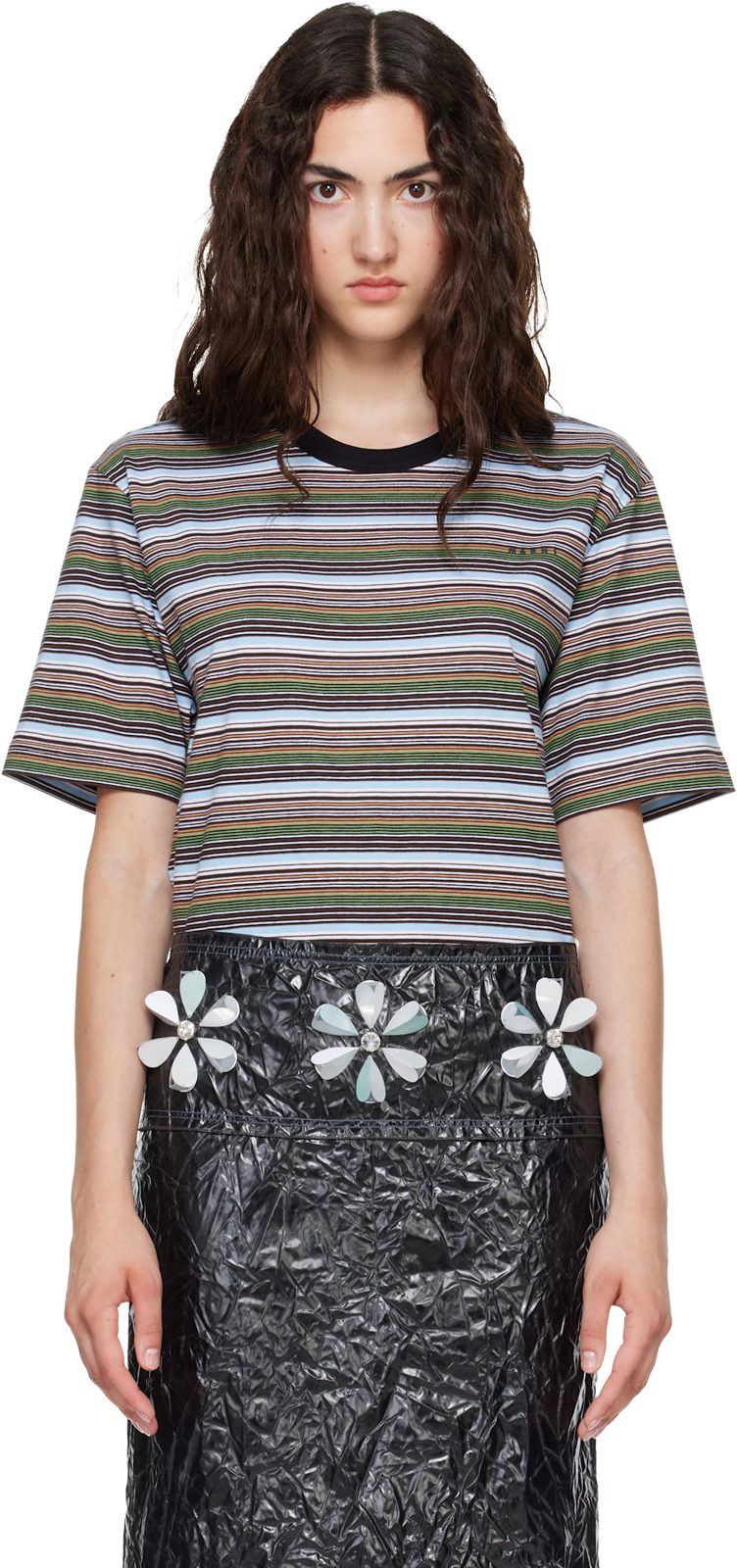 Marni Multicolor Striped Cotton T-shirt 262379F110000