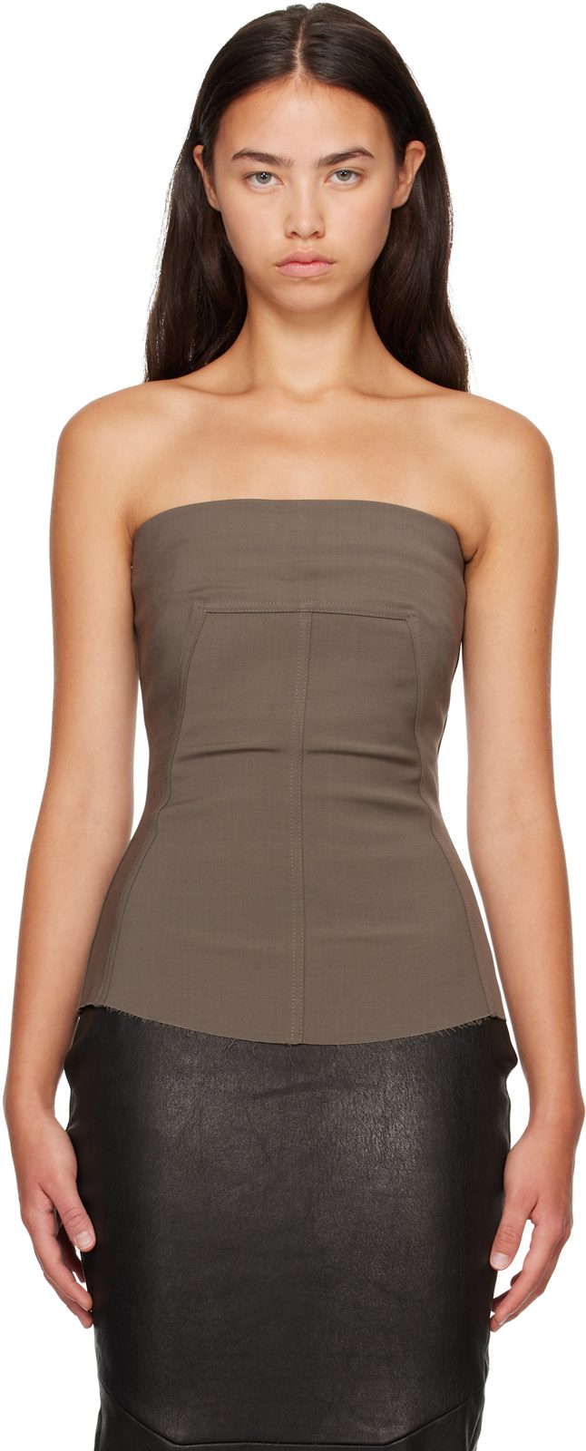 Gray Tower Bustier Top 262232F111002