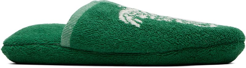 Green Cotton-Terry Jacquard Slippers 262404F121003