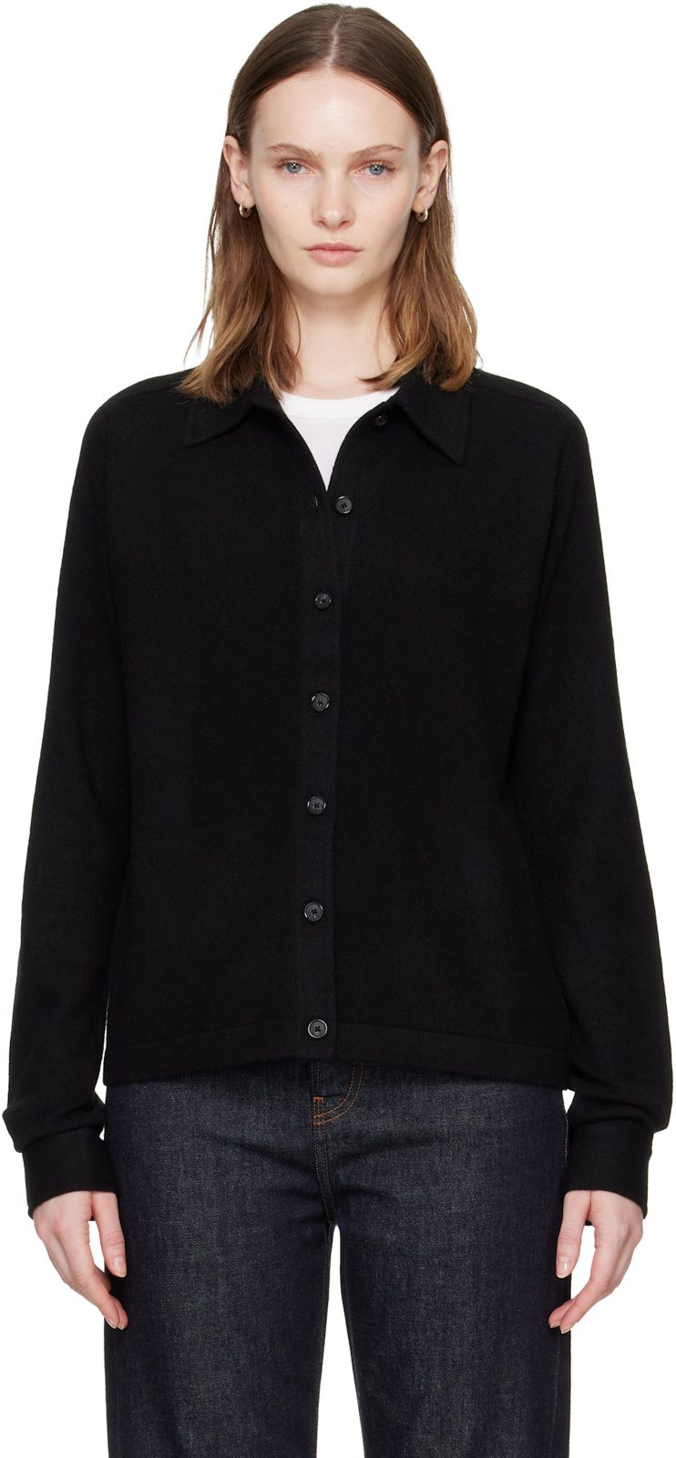 TOTEME Black Raglan-Sleeve Cashmere Cardigan 262771F095001