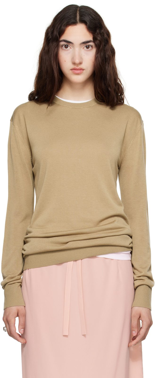 TOTEME Beige Long-Sleeve Knit Sweater 262771F096002