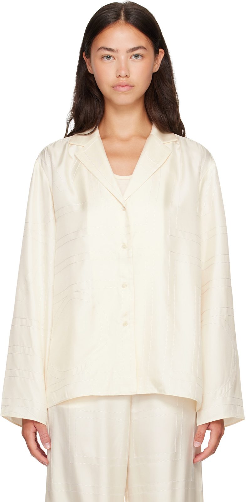 TOTEME [오프화이트] Monogram Silk PJ Shirt 262771F109011