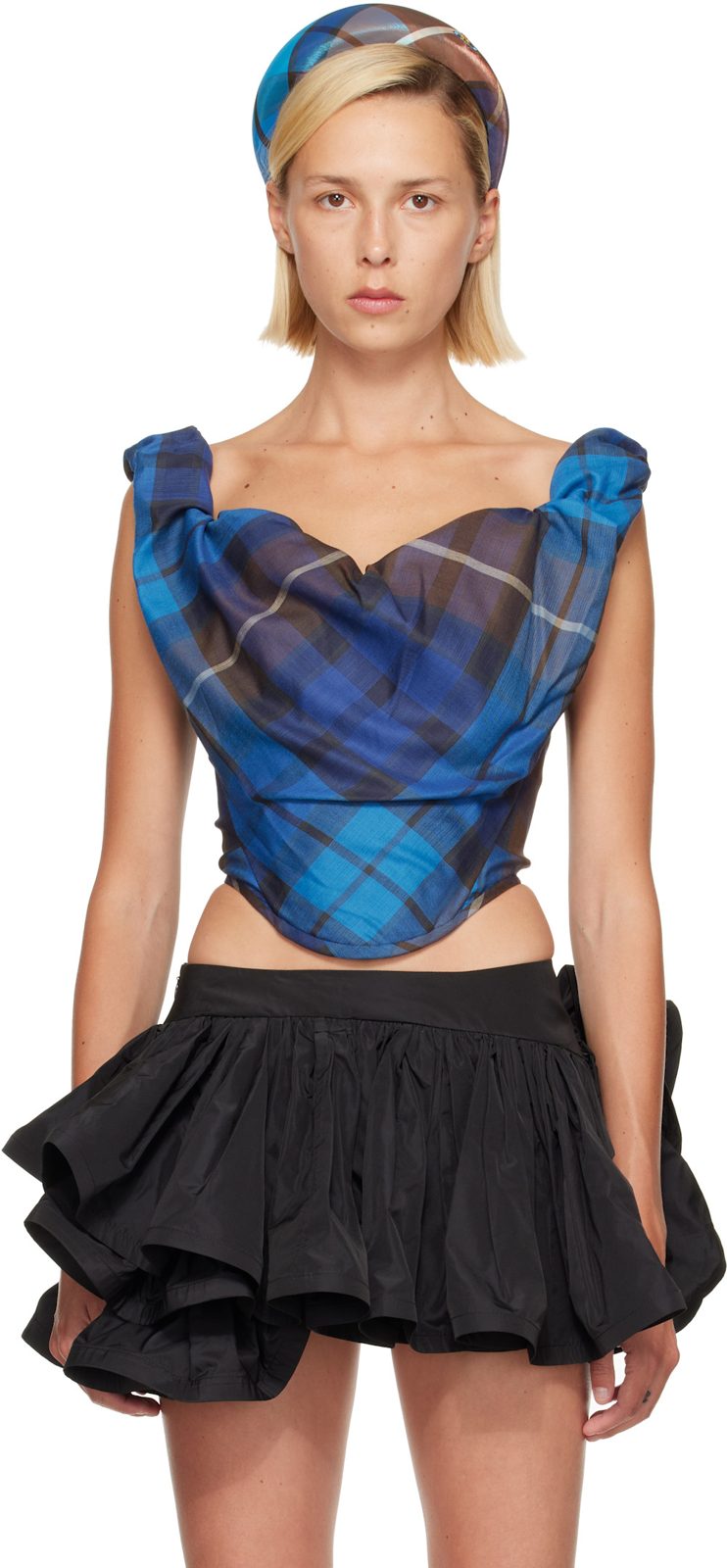 Blue & Brown Sunday Corset Top 262314F111024