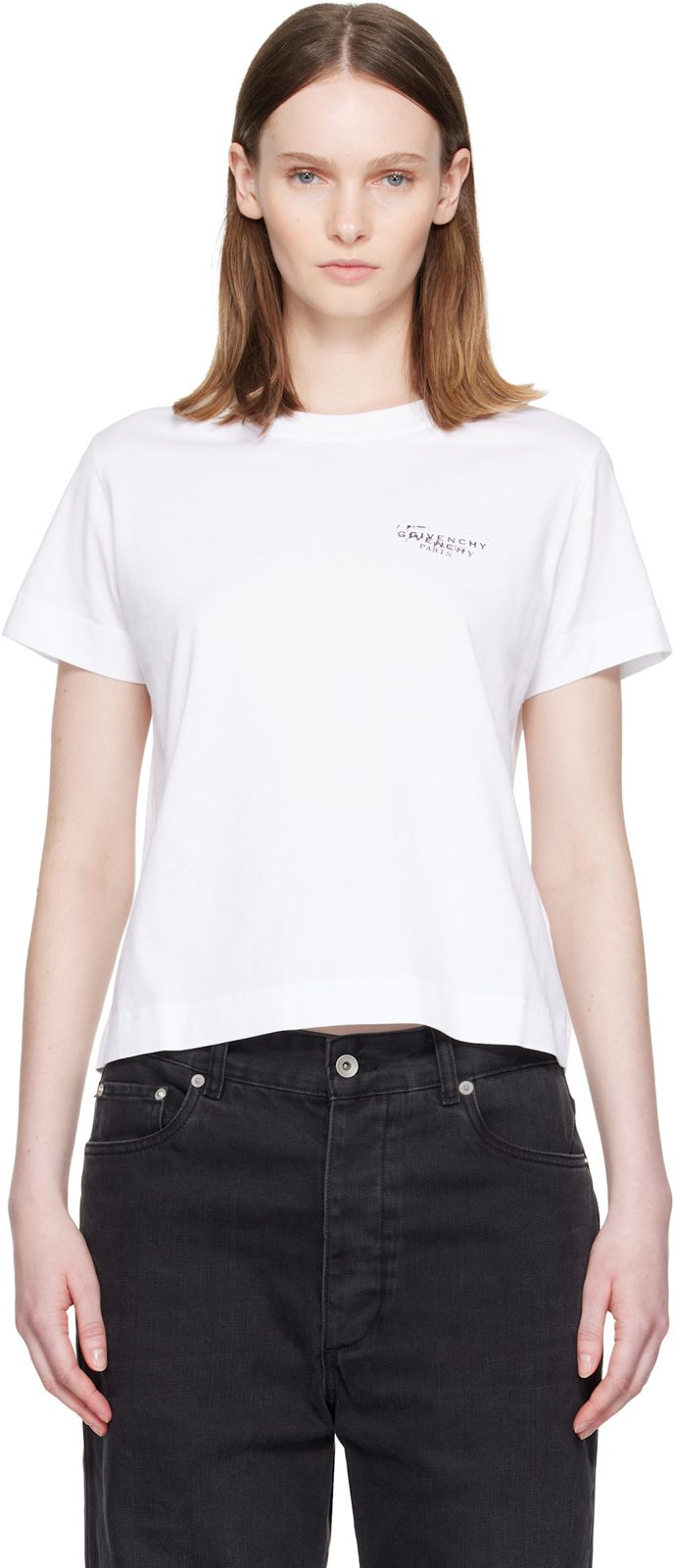 White Fitted T-shirt 262278F110001