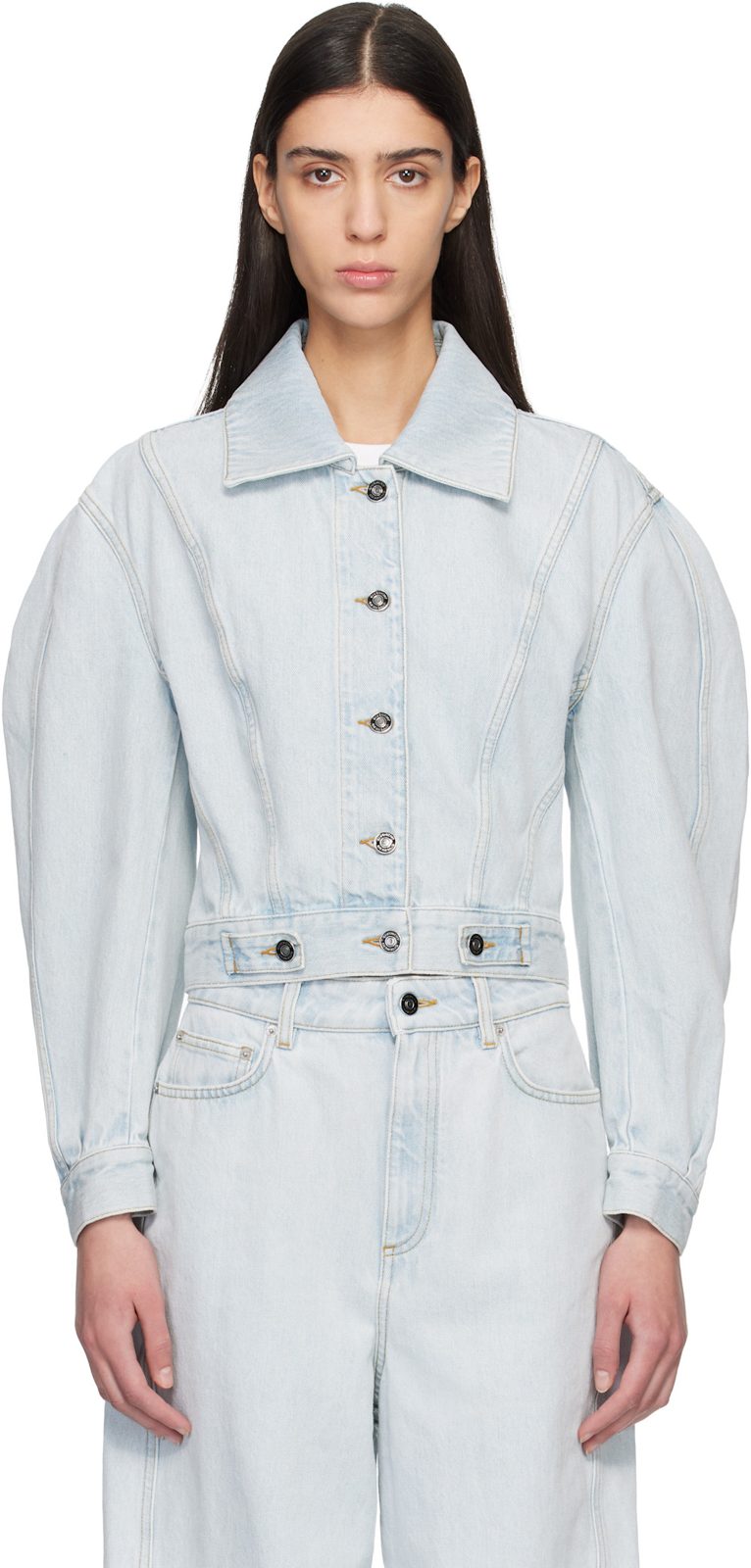 Blue Back-To-Front Cocoon Denim Jacket 261278F060000