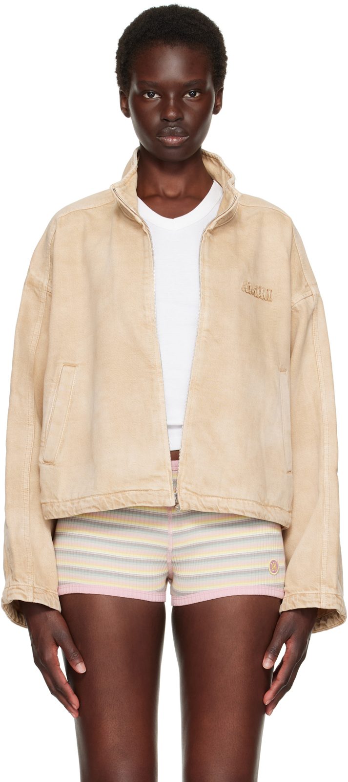 Tan Denim Track Jacket 262886F060000