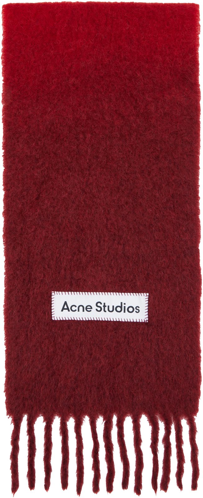 Red Wool Fringe Scarf 261129F028002