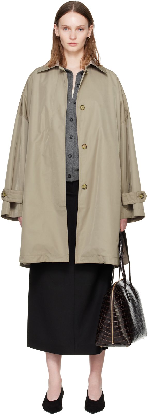 TOTEME Taupe Car Trench Coat 262771F059001