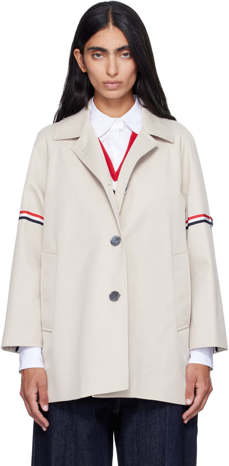 Khaki Armband Cropped Car Coat 262381F067000