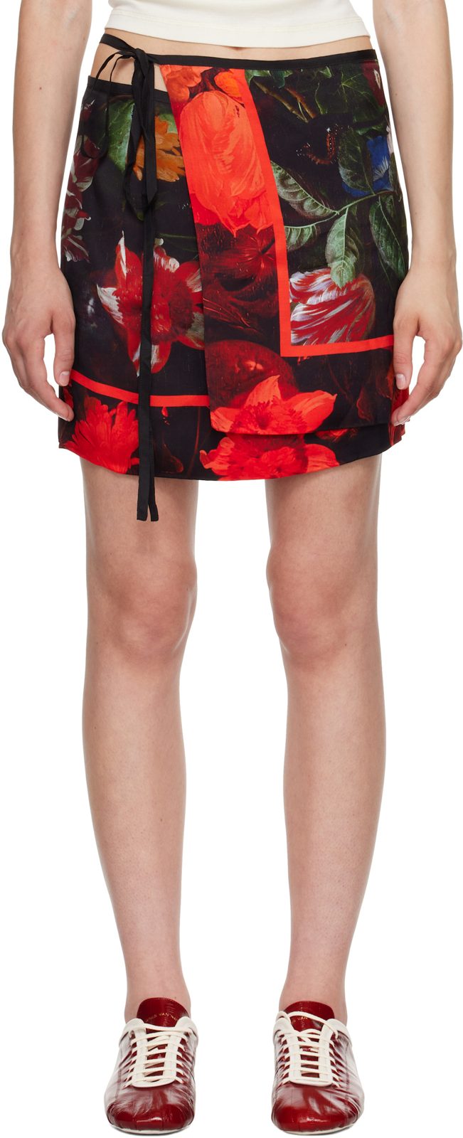 Multicolor Printed Wrap Miniskirt 262358F090008