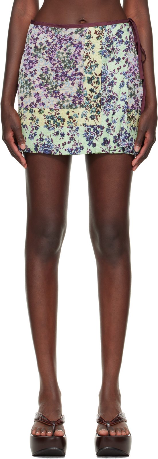 Multicolor Printed Wrap Miniskirt 262358F090007