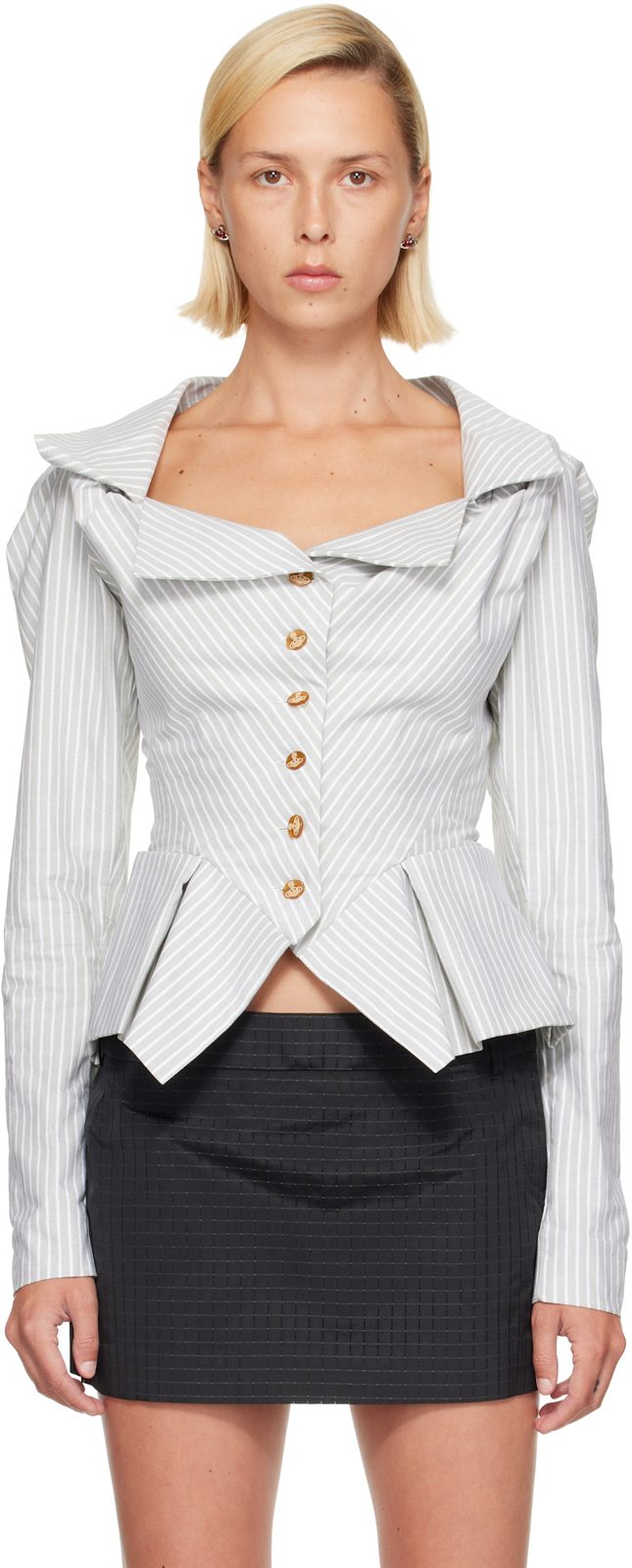 White & Green Monday Blouse 262314F109010