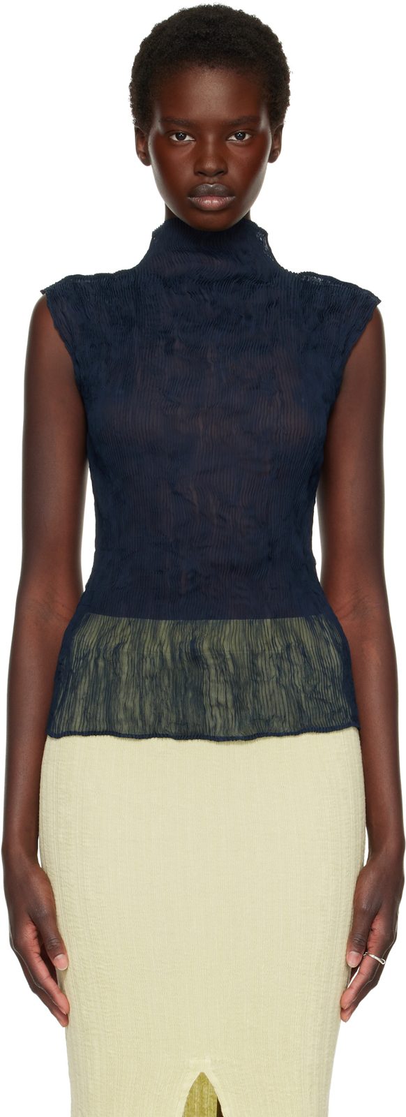 Navy Chiffon Twist 1 Top 262809F099009
