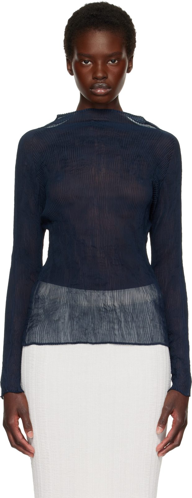 Navy Chiffon Twist 1 Top 262809F099011