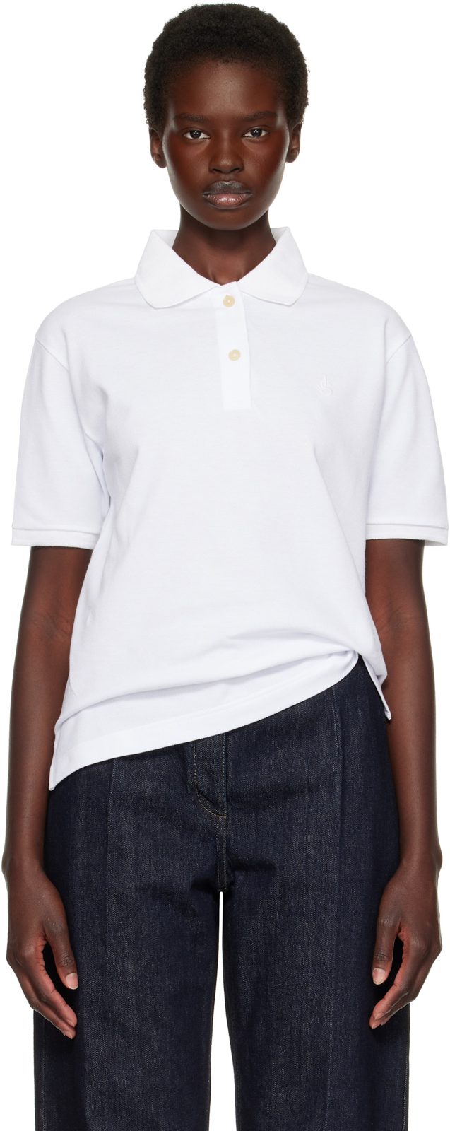 White Cotton Piquet Polo 262249F108001