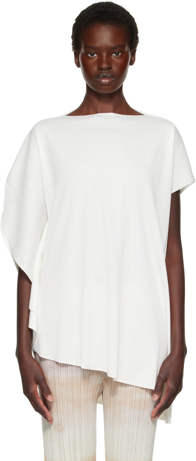 PLEATS PLEASE [이세이 미야케] White A-POC Slice Blouse 262941F107008