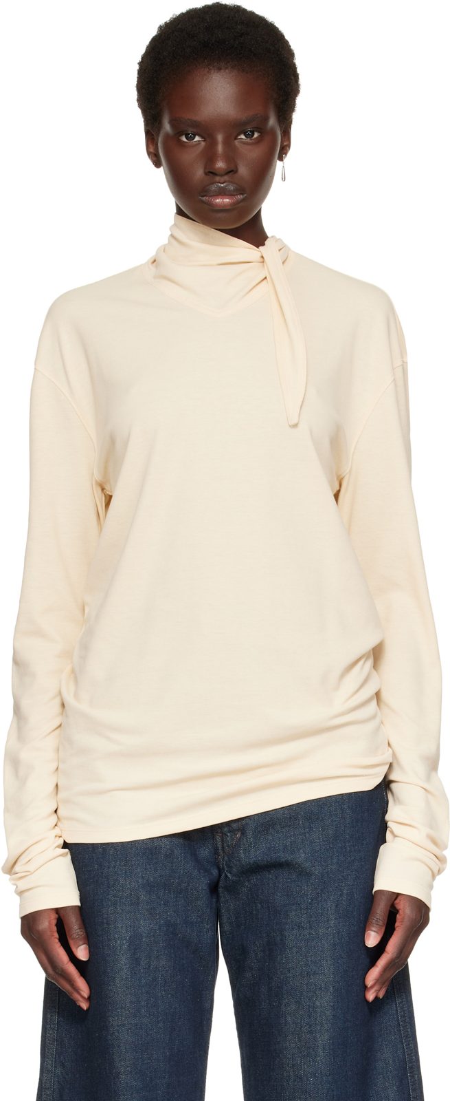 오프화이트 Long-Sleeve Scarf T-shirt 262646F110011