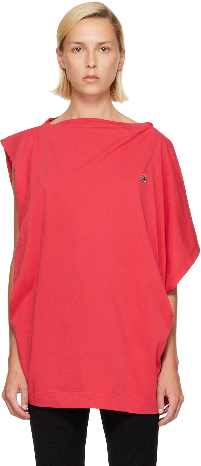 Red Oversized Hebo T-shirt 262314F110025
