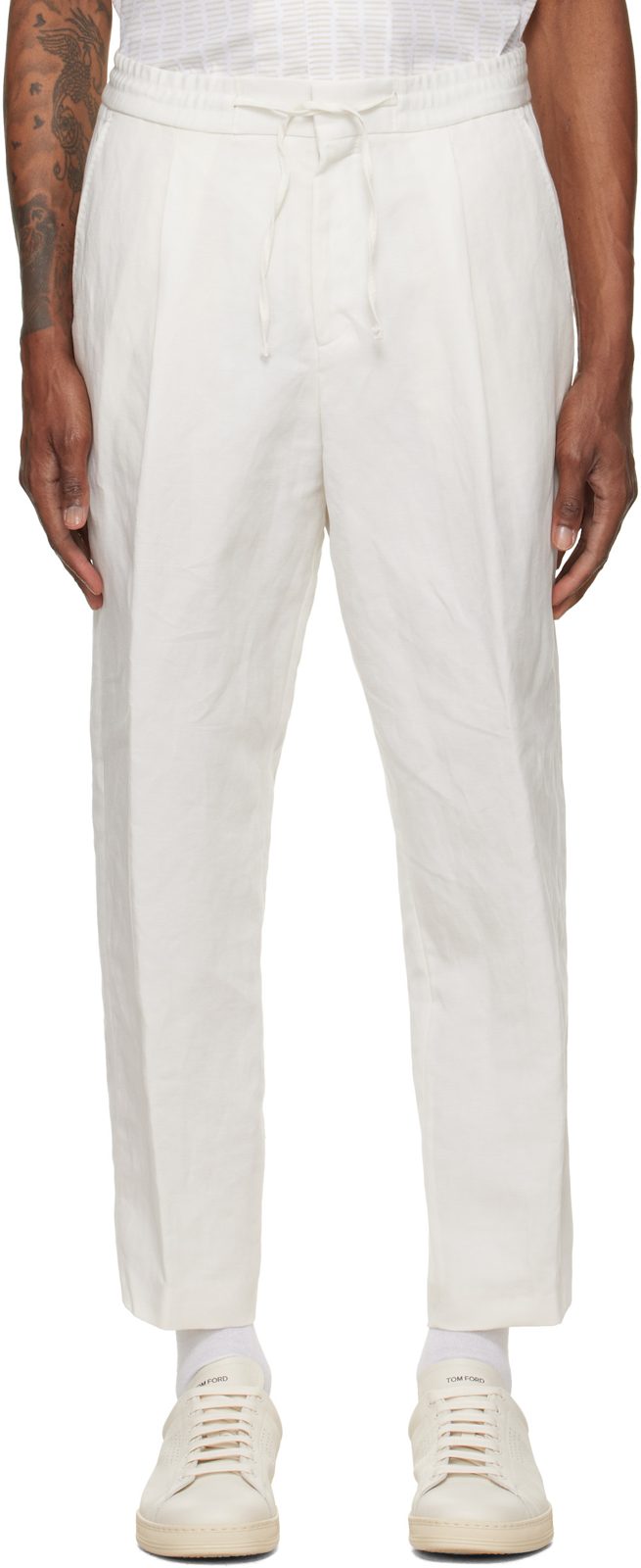 오프화이트 Pleated Trousers 262085M191004