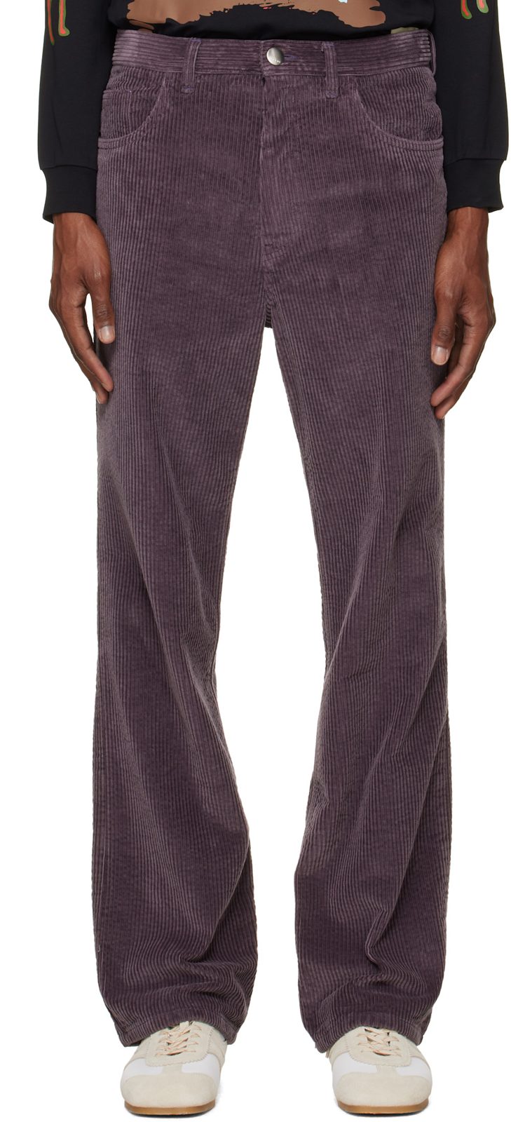 Marni Purple Corduroy Flared Trousers 262379M191006
