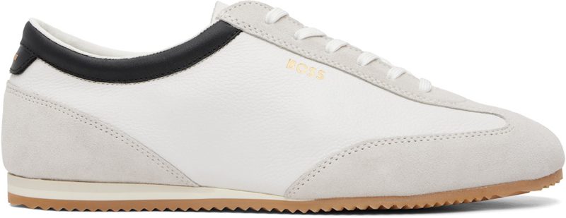 White Leather & Suede Trim Sneakers 262085M237017