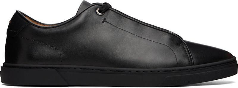 Black Gary Brushed Leather Sneakers 262085M237007
