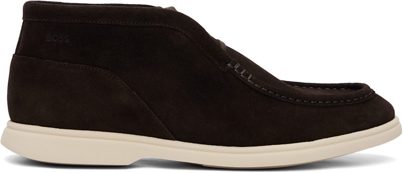 Brown Suede Stitching Details Desert Boots 262085M224000