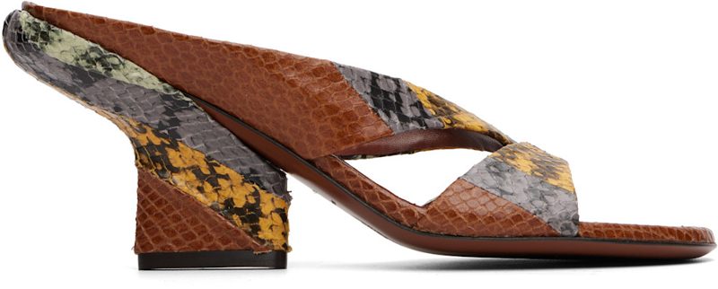 Multicolor Leather Mule Heeled Sandals 262358F125000