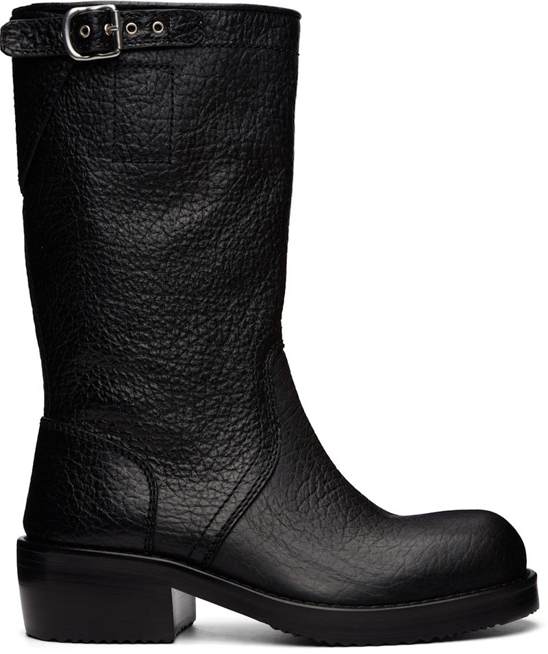 Black Leather Biker Boots 262358F115000