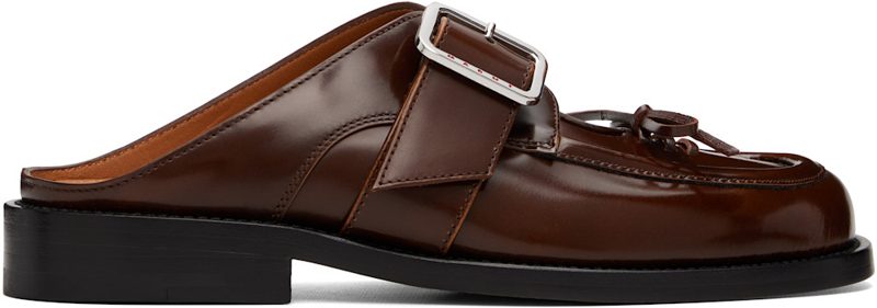 Marni Brown Buckle Sabot Loafers 262379F121000