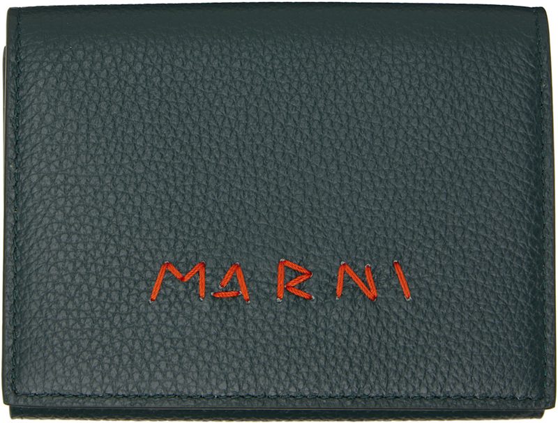 Green Marni Mending Leather Trifold Wallet 262379M164012