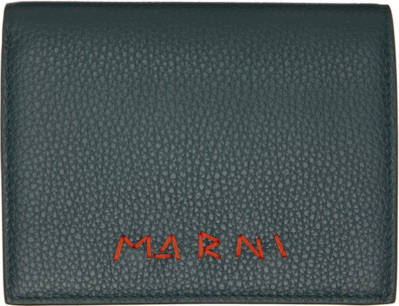 Green Marni Mending Leather Bifold Wallet 262379M164010