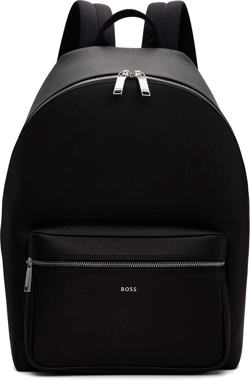 Black Structured Logo Lettering Backpack 262085M166009