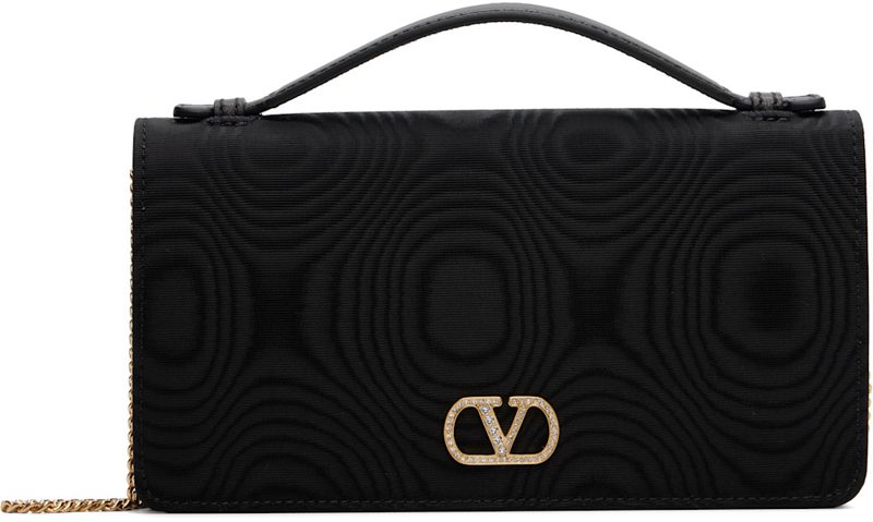 Garavani Black VLogo Signature Moire Bag 262807F048006