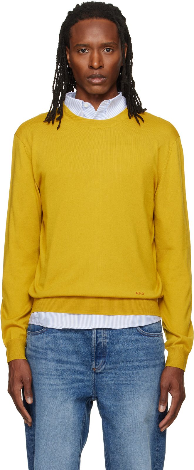 Yellow Wool Sweater 262252M201002