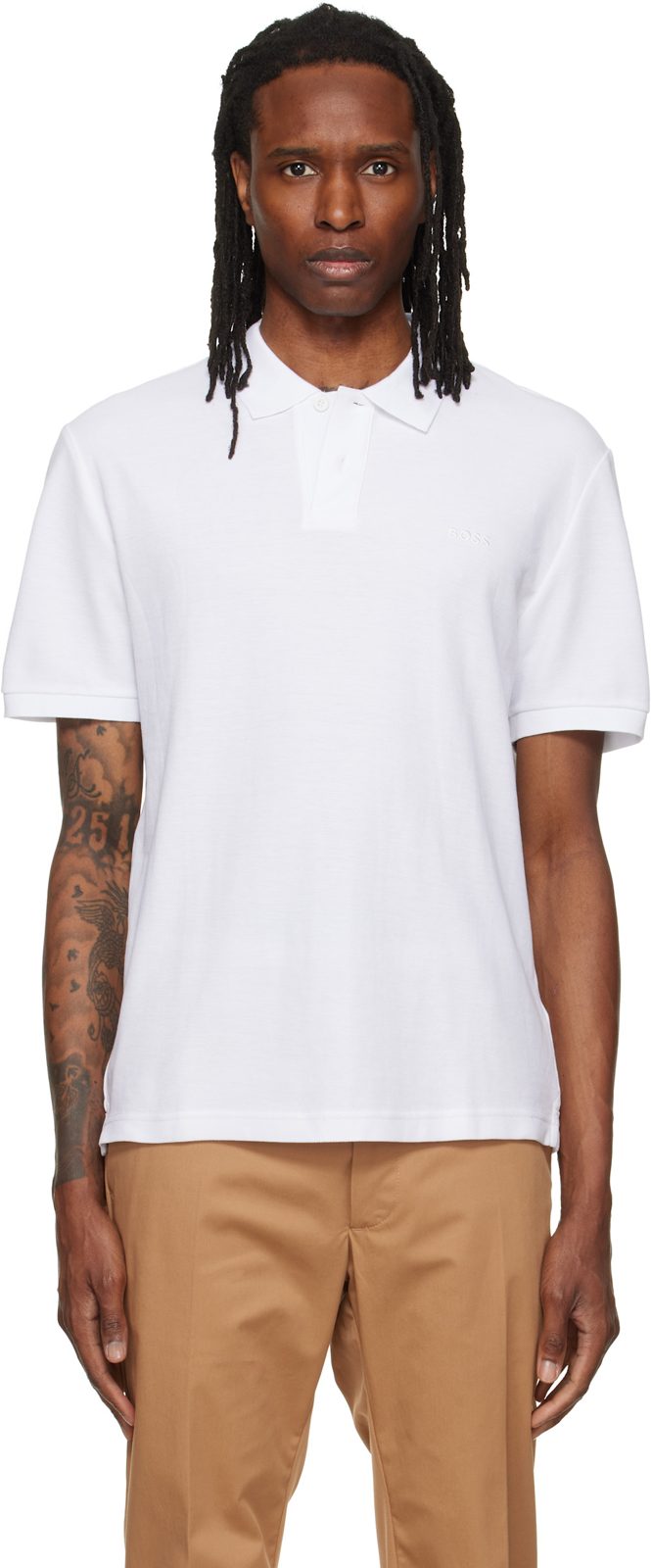 White Embroidered-Logo Polo 262085M212013