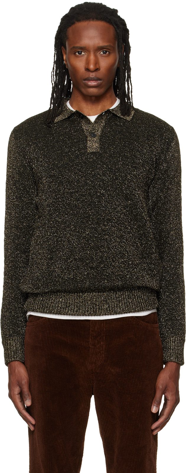 Marni Black Wool Lurex Detailing Polo 262379M212004