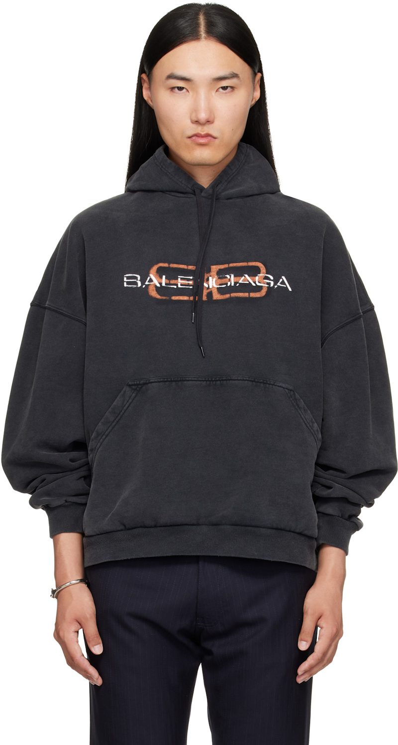 Black BB Stencil Hoodie 262342M202015