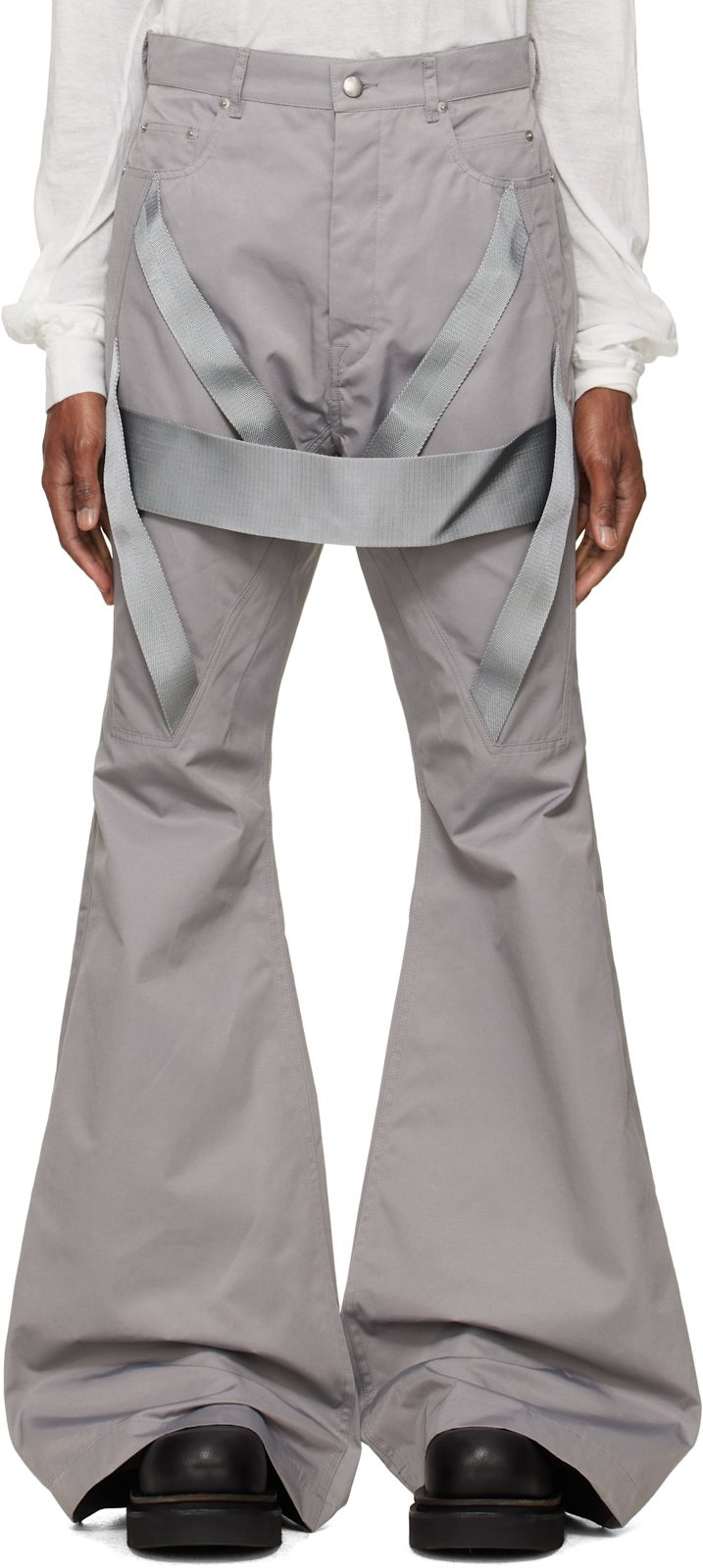 Gray Tower Megastrapped Bolan Bootcut Trousers 262232M191011