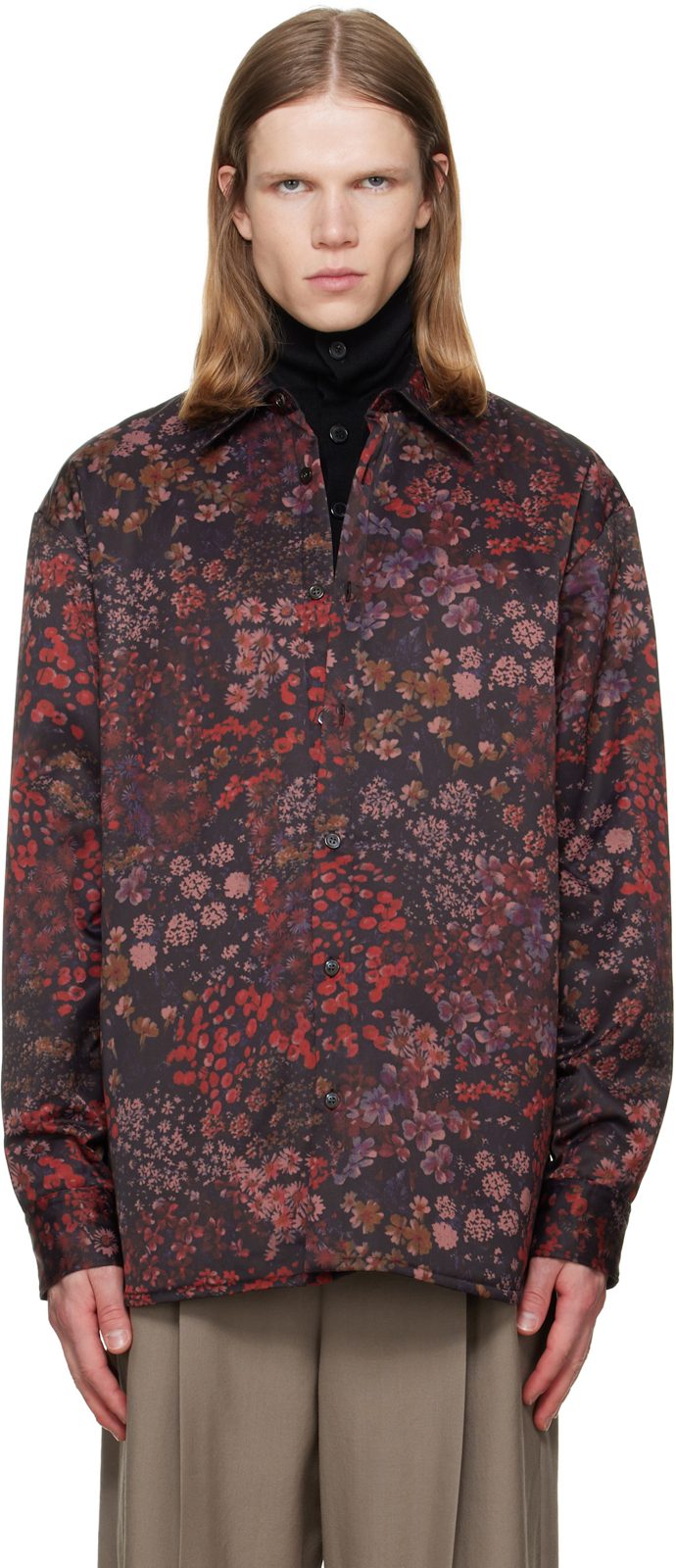 Purple Padded Floral Overshirt 262358M192053