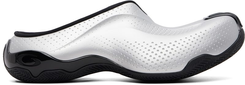 Silver & Black Basketball Slip On Flats 261342M231004