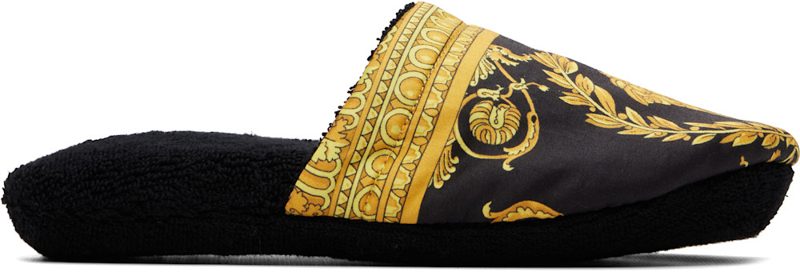 Black I Heart Baroque Slippers 262404M231022