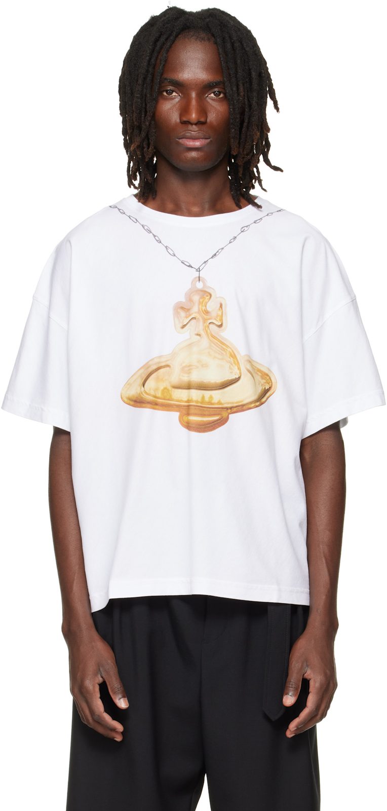 White Gold Orb Oversized Box T-shirt 262314M213005
