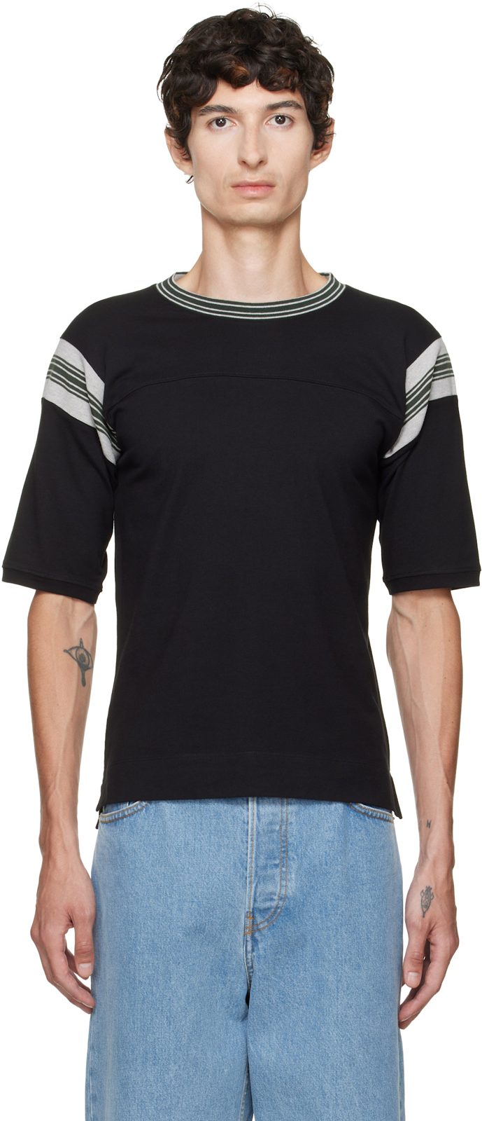 Black Striped T-shirt 262358M213025